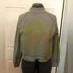 Urban Romantics striped long sleeve crop pullover with waist lace Women Small